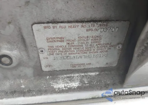 2007 Subaru Impreza 2.5I from USA, damaged, VIN JF1GG61647H818168